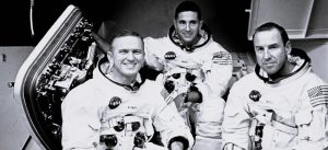 La tripulación del Apolo 8. De izqda. a derecha: Borman, Anders y Lovell (NASA).
